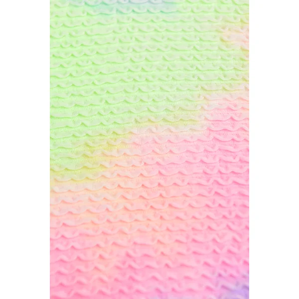 Bikini texturé à col scoop tie-dye avec taille haute