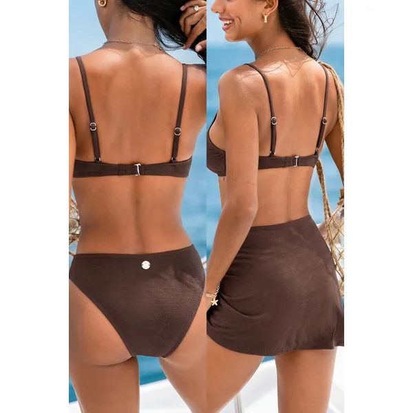 Bikini trois pièces marron