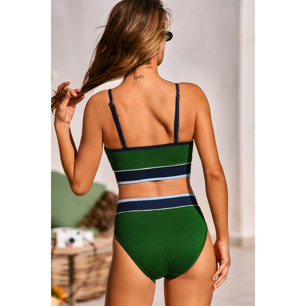 Bikini vert bas taille haute