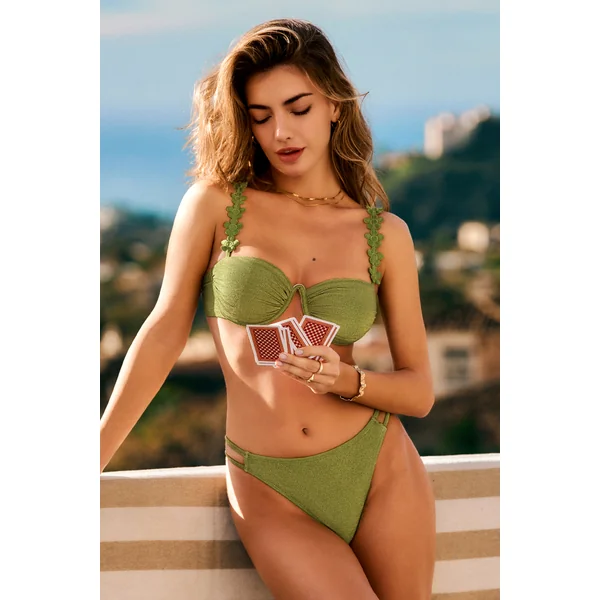 Bikini vert col cœur armature et bas ultra échancré