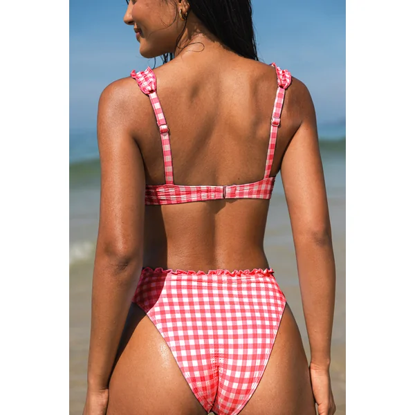 Bikini vichy col cœur échancré