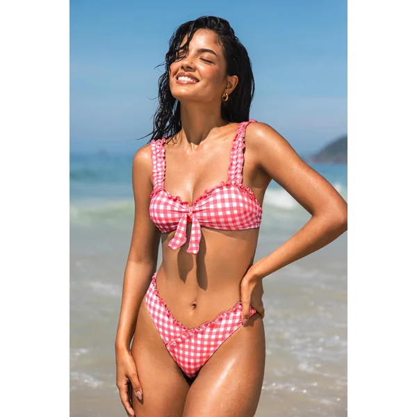 Bikini vichy col cœur échancré