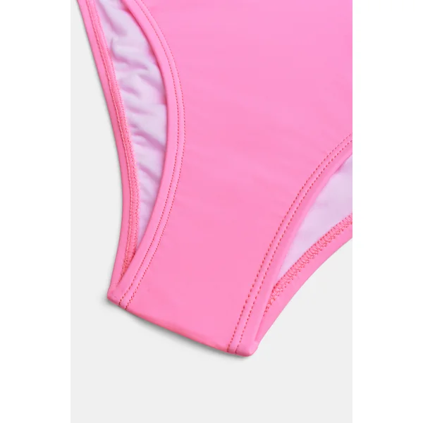 Bikini à blocs de couleur avec bas effronté rose