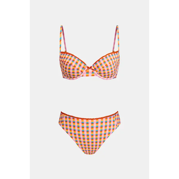 Bikini à carreaux bretelles ajustables
