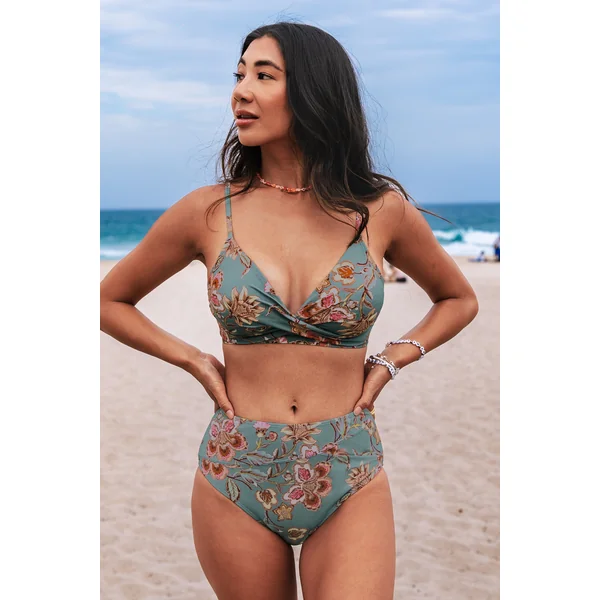 Bikini à emballage et bas taille haute