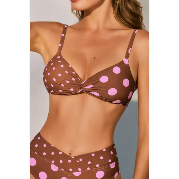 Bikini à pois bas taille haute