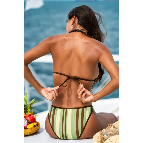 Bikini à rayures marron bas taille standard