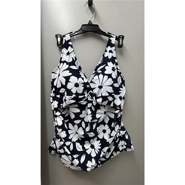 Black Sand - Haut de tankini rembourré croisé en avant Midnight et Blanc 18 Marinea