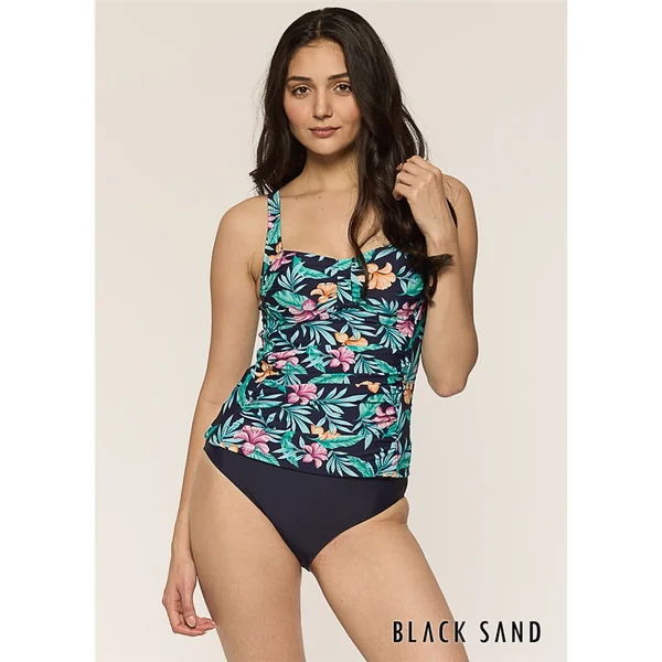 Black Sand - Haut de Tankini rembouré avec bretelles qui croisent 38 (85) D-DD Marine Fleuri 12 Brise Des Iles
