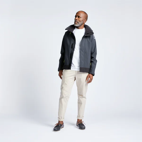 Blouson, veste imperméable de voile coupe vent sailing 500 homme gris noir