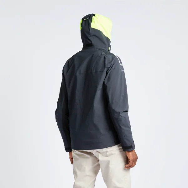 Blouson, veste imperméable de voile coupe vent sailing 500 homme gris noir