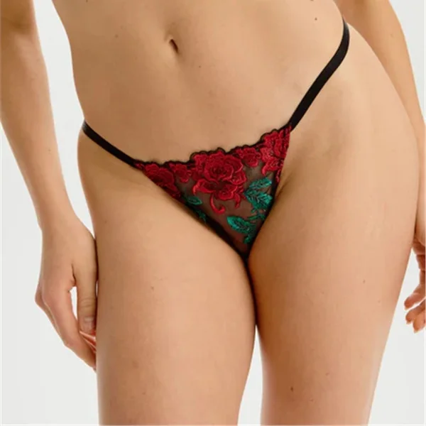 Blush - Culotte tanga en dentelle Noir Medium Carmen