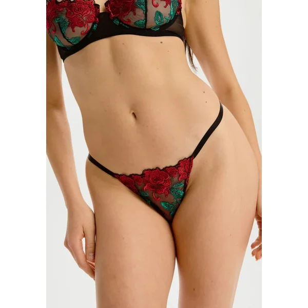 Blush - Culotte tanga en dentelle Noir Small Carmen