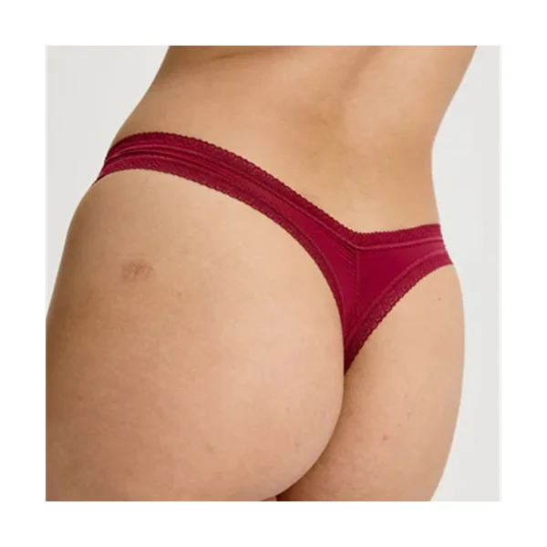 Blush - Culotte Tanga/String en microfibre avec bordure en dentelle Bois de Rose X-Small