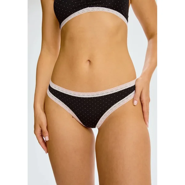 Blush - Culotte Tanga/String en microfibre avec bordure en dentelle Petit Pois X-Small