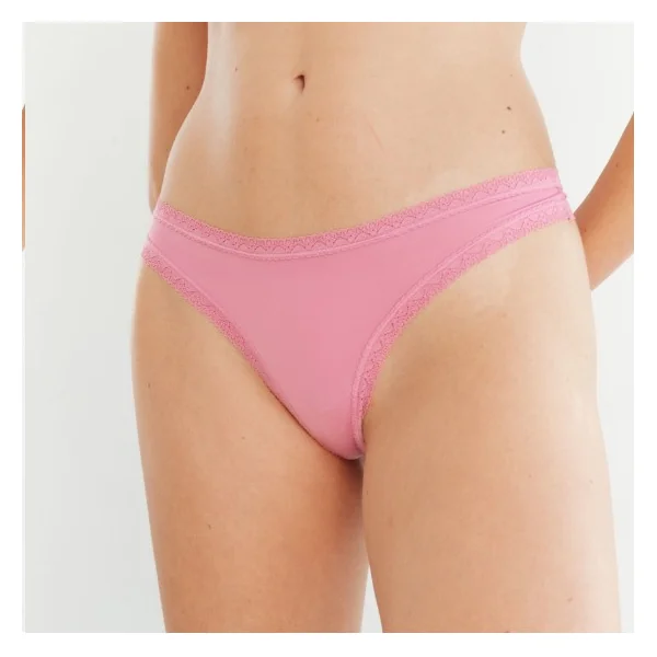 Blush - Culotte Tanga/String en microfibre avec bordure en dentelle Primrose Small