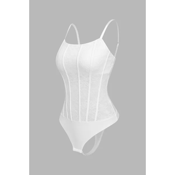 Body gainant blanc look corset