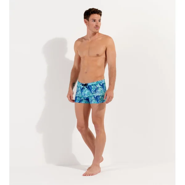 Boxer de bain imprimé tortues Tartane Bleu