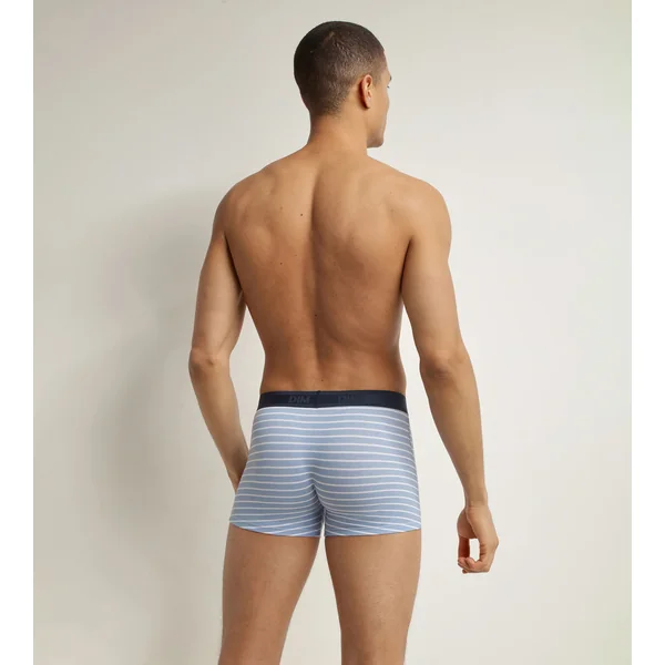 Boxer homme en coton stretch Bleu à rayures Dim Fancy
