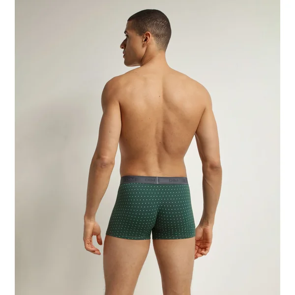 Boxer homme en coton stretch Vert à pois Dim Fancy