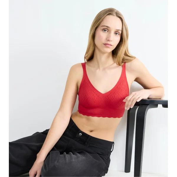 Bralette rouge en dentelle extensible Zero Feel Bliss Shangai Red