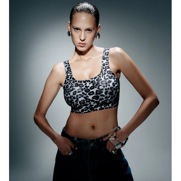 Brassière imprimé Léopard Gris Softstretch