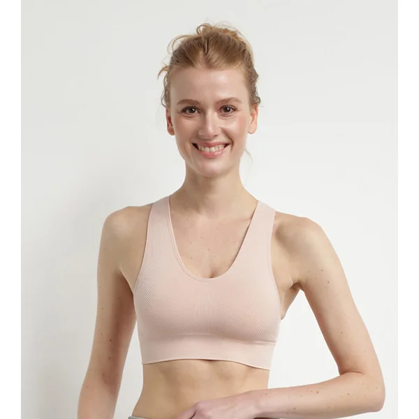 Brassière sans coutures rose amande chiné Dim Sport