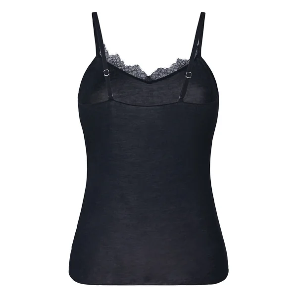 Caraco col V en dentelle ultra-doux avec cachemire - Noir