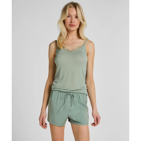 Caraco col V en dentelle ultra-doux avec cachemire - Vert