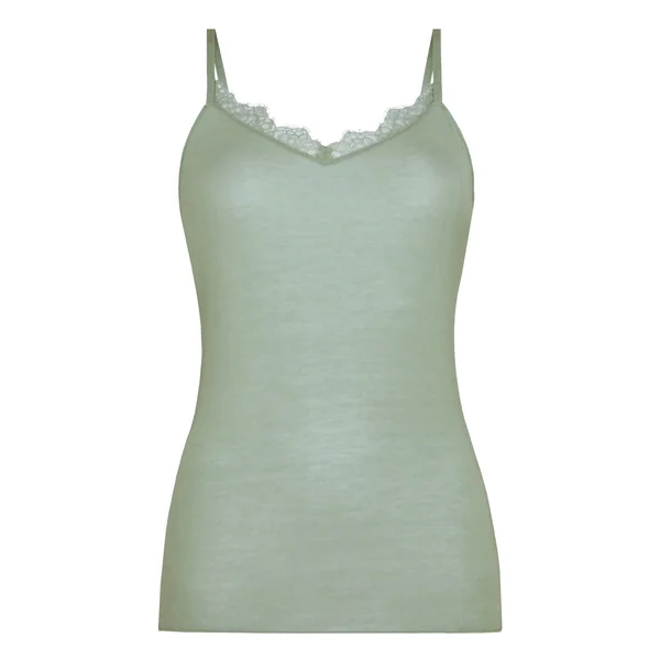 Caraco col V en dentelle ultra-doux avec cachemire - Vert