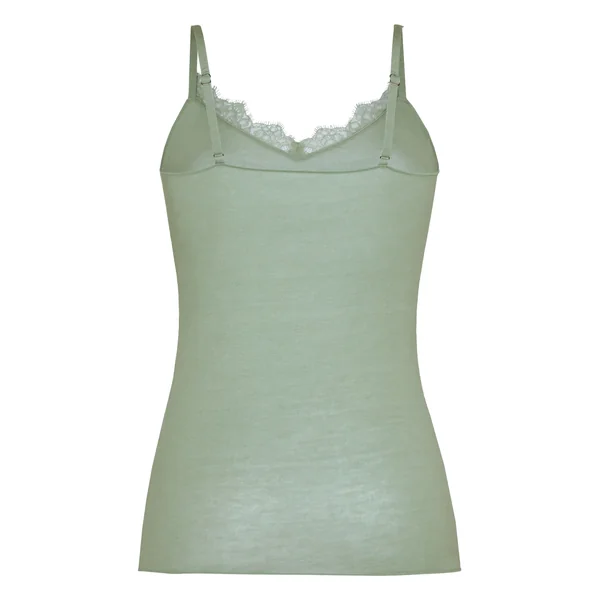 Caraco col V en dentelle ultra-doux avec cachemire - Vert