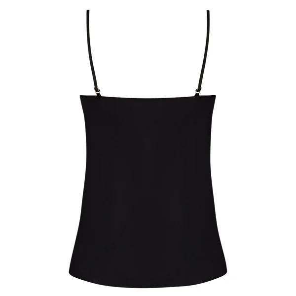 Caraco en soie noir décolleté brodé doré Sublime en Or Noir Éclat
