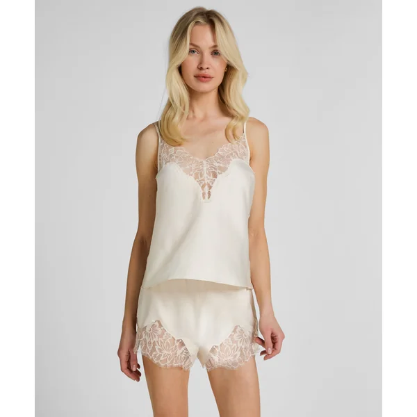 Caraco Valerie en Satin et Dentelle - Blanc