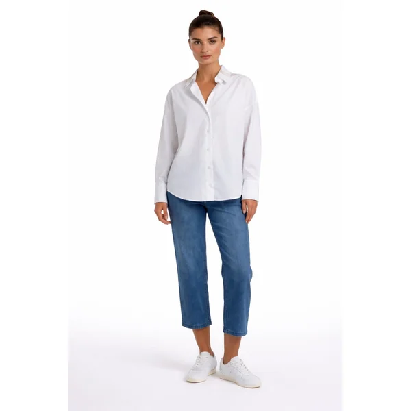 Carreli Jeans - Pantalon 7/8 ieme Evasé avec taille élastique Bleu 28/4