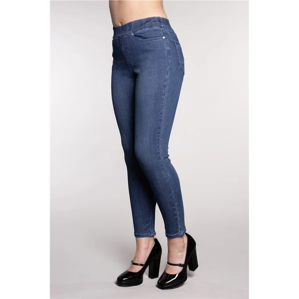 Carreli Jeans - Pantalon 7/8 à jambe ajustée avec taille élastique Bleu Foncé 26/0