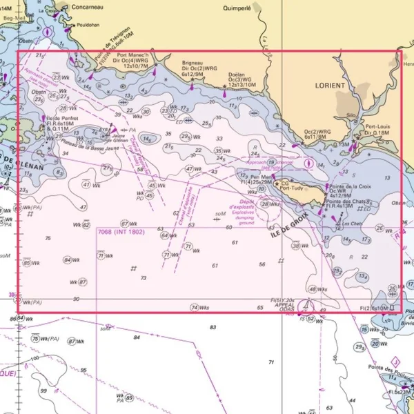 Carte Marine 7031L : de l'Ile de Penfret au Plateau des Birvideaux - Abords de Lorient
