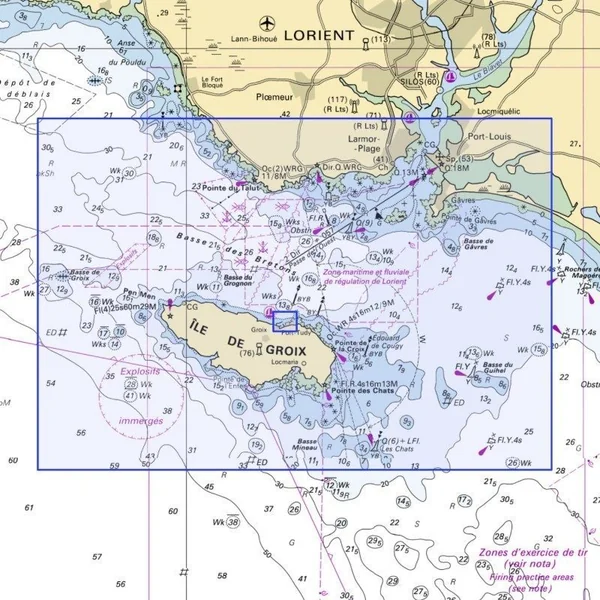 Carte Marine 7139L : de la Pointe du Talut à la Pointe de Gâvres - Ile de Groix