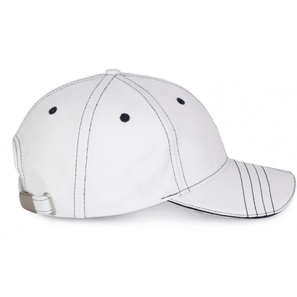 Casquette Fashion 100% coton Blanc/Surpiqûres Navy