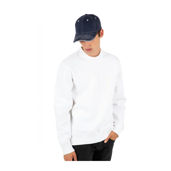 Casquette Fashion 100% coton Blanc/Surpiqûres Navy