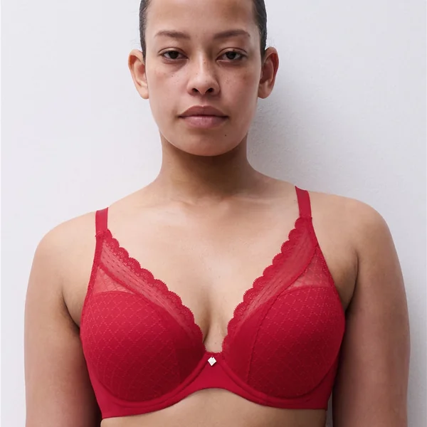 Chantelle - Soutien-gorge coque plongeante 36 (80) E Coquelicot Norah Chic