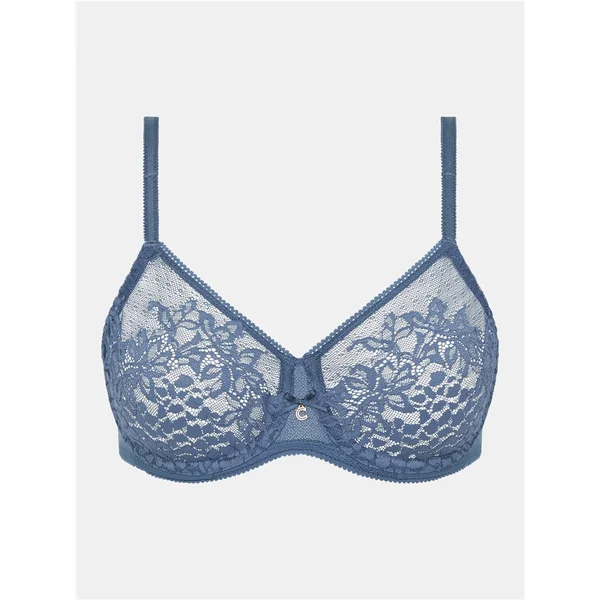 Chantelle - Soutien-gorge moulé avec armatures tout dentelle sans couture 38 (85) F Bleu Orage Maris