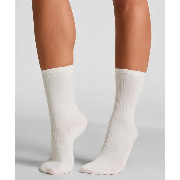 Chaussettes courtes en modal côtelé - Blanc