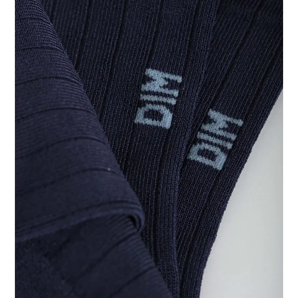 Chaussettes femme côtelées en coton satiné Bleu Dim Mode