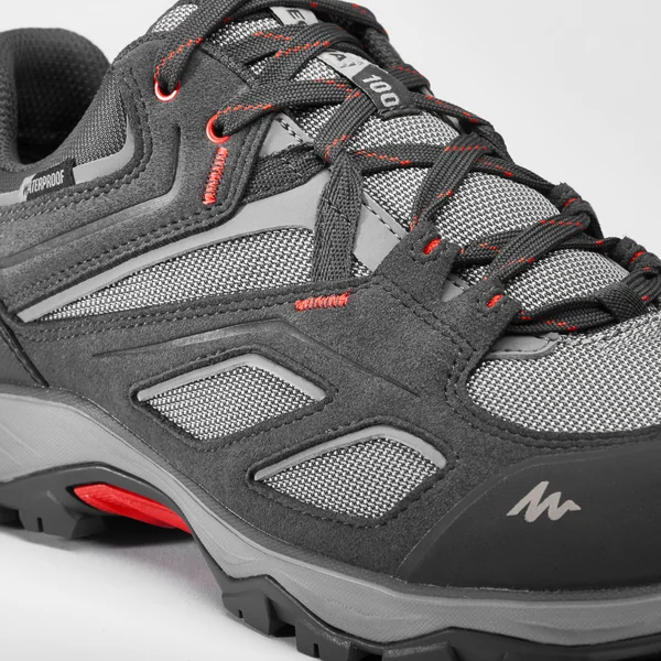 Chaussures de randonnée montagne imperméables homme, MH100 gris rouge