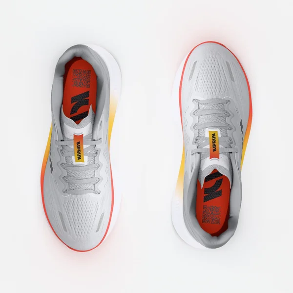 Chaussures de running route homme, Kiprun Kipride Max gris et orange