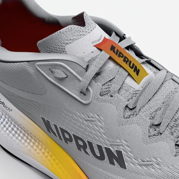 Chaussures de running route homme, Kiprun Kipride Max gris et orange