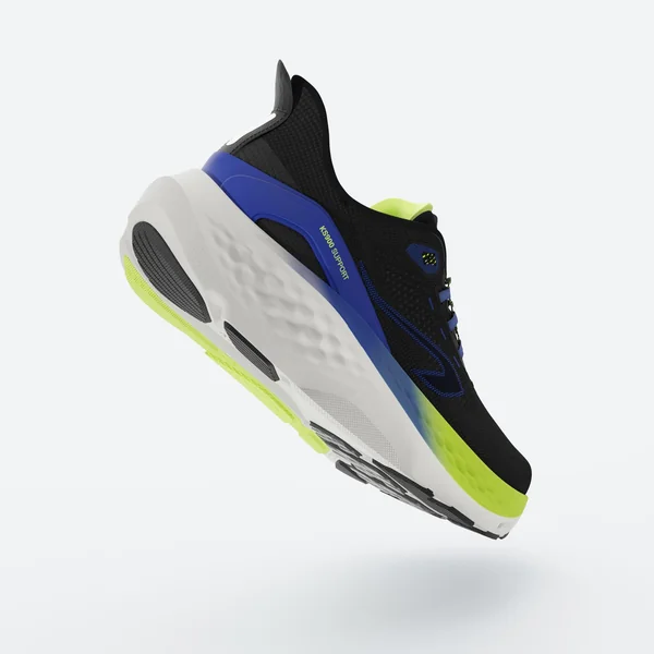 Chaussures de running route Homme - Kiprun KS900 Support, Noir bleu jaune