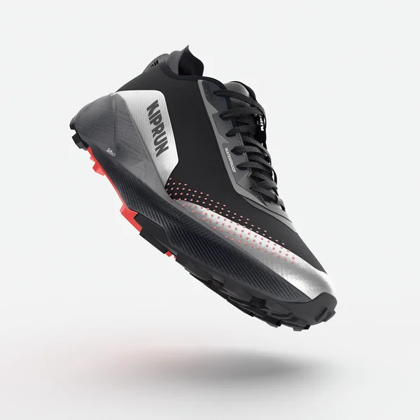 Chaussures de trail running imperméables femme, Kiprun Kipsummit WP noir & rose