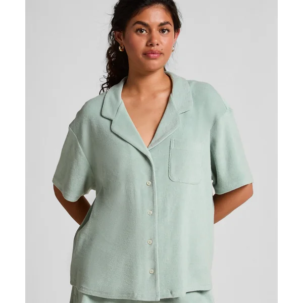 Chemise boutonnée en tissu éponge - Vert