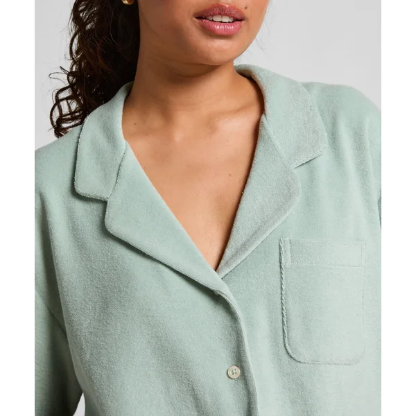 Chemise boutonnée en tissu éponge - Vert